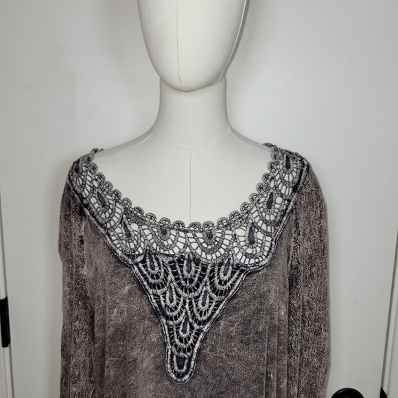 Soft Surroundings Boho Acid Wash Dress Size Large Rayon Asymmetrical Hem - Picture 3 of 10